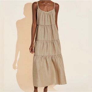 Eberjay Kesia Linen Maxi Dress S Tan